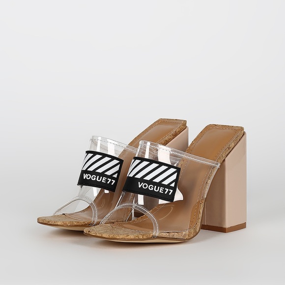 🆕❗️Clear Nude Cork Slip On Chunky Block Heel 🆕❗️ - Picture 4 of 8